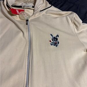 Lucky Brand Cream Men's Zip-Up Vest with Embroidered Bunny Patch